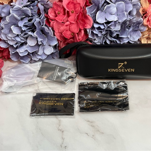 KINGSEVEN Retro Purple Gradient Oval Rimless Sunglasses - Picture 14 of 16